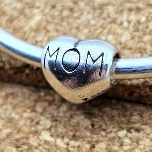 3/$30 🖤 MOM HEART 925 STERLING SILVER SPACER CHARM BEAD FOR PANDORA